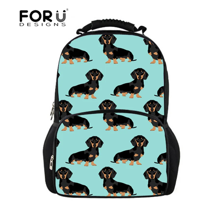 

FORUDESIGNS Doxie Dog Dachshund Women's Backpack Animal Printing School Orthopedic Backpacks Mochila Escolar Kids Rucksack 2019