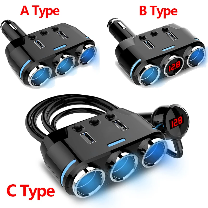 12V-24V Car Cigarette lighter Socket Splitter Plug Dual USB