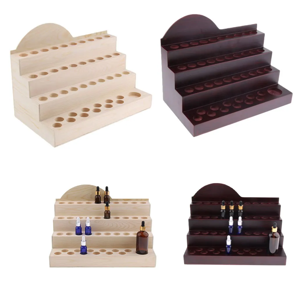 

2Pcs Wooden Essential Oil Display Rack 4 Layers Stand Holder For 43pcs Aromatherapy Vials