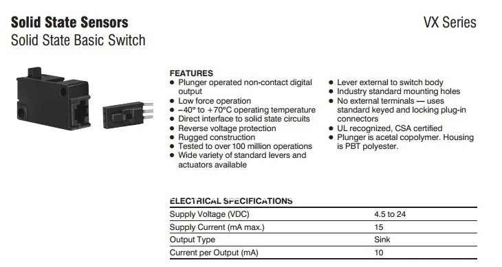 VX10 A2 100% новый датчик HONEYWELL переключатель S плоский средний рычаг VX10|lever|lever switch |