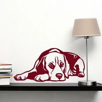 

2016 New Dog Decal Beagle Recumbent 3D Vinyl Wall Sticker Home Decor Living Room Wall Art Mural Pet Sticker A-142
