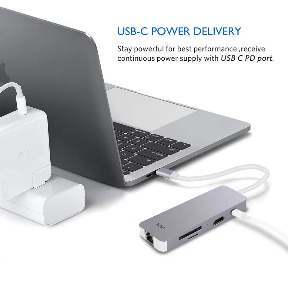 EKSA 8 в 1 USB C концентратор type C 3,0 концентратор 3 USB 3,0/4 K HDMI/RJ45 Ethernet/Micro SD TF кардридер/PD адаптер для MacBook huawei