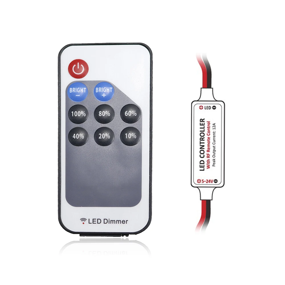 

DC5-24V 12A LED Controller 9 Keys Mini RF Wireless Remote Control Dimmer For 5050 5630 SMD Single Color Led Strip Lighting JQ