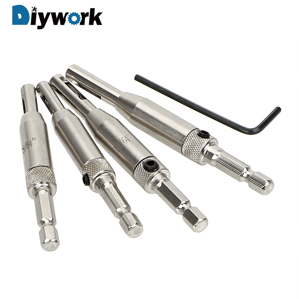 

DIYWORK 4pcs Drill Bit Set Woodworking Puncher Door Lock Hinge Drill Bit Door And Window Hinged Opener