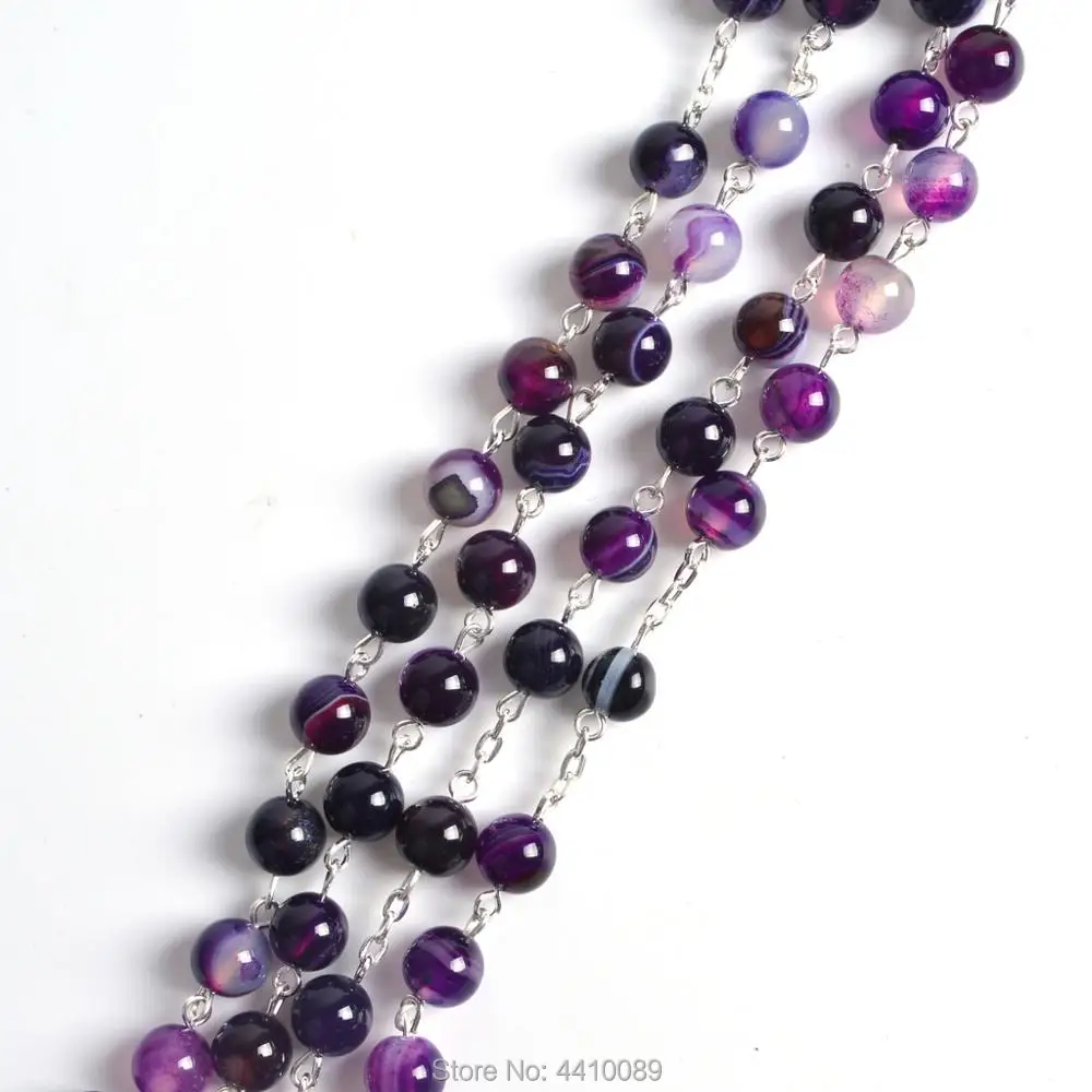 Модные непорочные зачатия центр круглые темно фиолетовые каменные бусины четки ожерелья