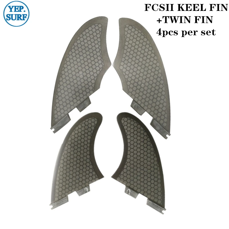 

Surf TWIN FIN with Keel Fin black color Surfboard Fins