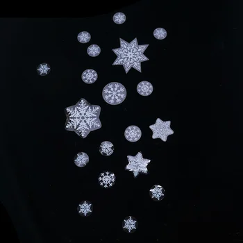 

LESUPERAY 19 REUSABLE WHITE CHRISTMAS SNOWFLAKES WINDOW STICKERS SELF CLINGS Decorations Wallpapers