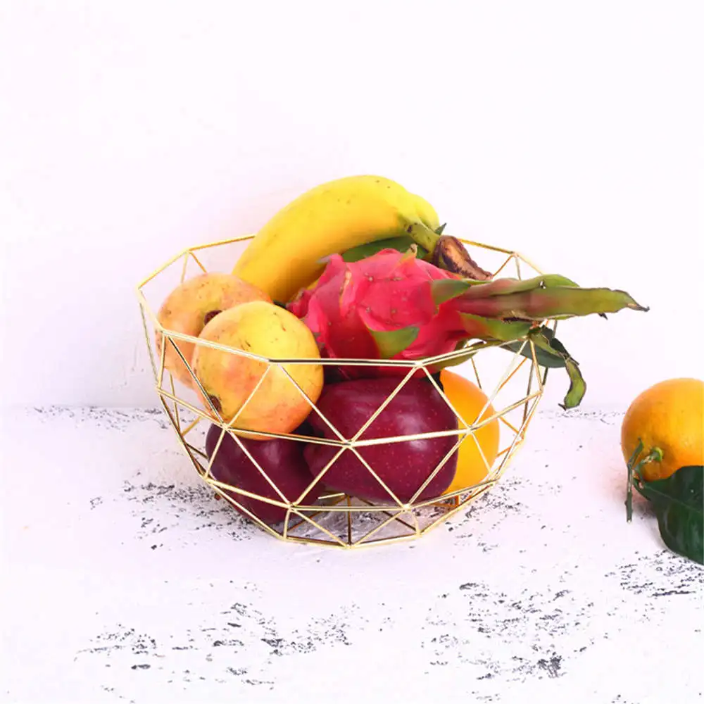 الشمال كبيرة الحديد سلة فاكهة الحديثة غرفة المعيشة الفاكهة وجبة خفيفة سلة سطح المكتب المعادن سلة التخزين المنزل الديكور