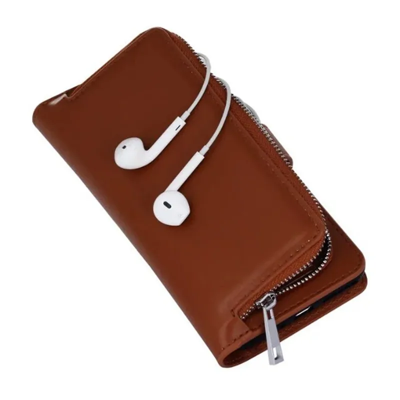 Ретро гибридный Чехол-книжка кожаный кошелек с молнией Чехлы для Samsung Galaxy S5 S6 S7/Edge iPhone 6 6 S/7 Plus Чехол чехол-накладка на заднюю панель телефона Капа