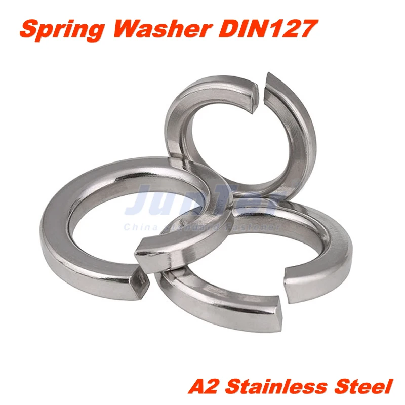 

50pcs/lot M1.6 M2 M2.5 M3 M4 M5 M6 M8 M10 M12 A2 Stainless Steel Spring Washer DIN127