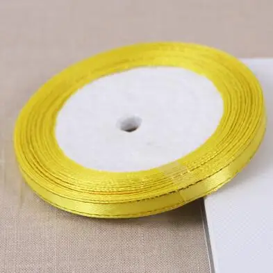 25 ярдов/рулон) 1/4 ''(6 мм) Золотая кромка атласная лента ленты высокого качества подарочная упаковка ленты