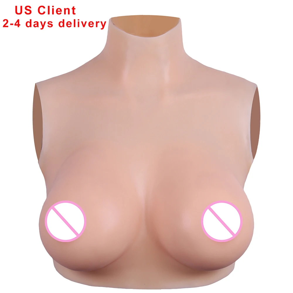

KOOMIHO (US STOCK)D CUP High Collar Neck Silicone Breast Forms Realistic Boobs Silk Cotton fill Enhancer Crossdresser Drag Queen