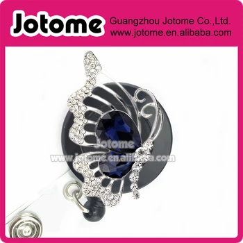 

Midnight Blue Butterfly Retractable Badge Reel holder Badge Clip,Nurse Jewelry,DIY Jewelry Crystal Dark Blue Broaches