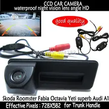 wireless HD ccd car trunk handle reverse parking rearview handle car camera for Skoda Roomster Fabia Octavia Yeti superb Audi A1