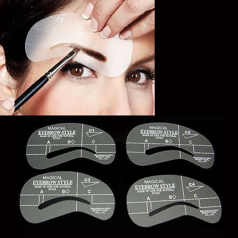 

4Pcs Eyebrow Shaping Stencil Set Grooming Tools Drawing Card for Dashing Eyebrows C1-C4 OR88