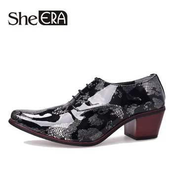 

She ERA 2019 Fashion Men Dress Shoes High Heels Italian Leather Oxford Shoes Man Pointed Toe Shoes Wedding Formal Party Nighclub