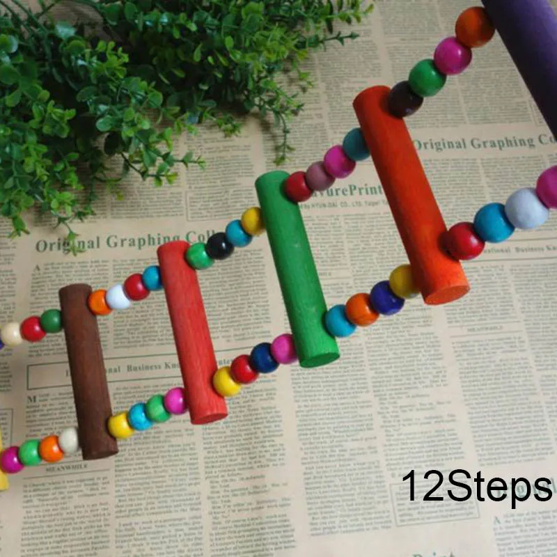Горячая попугай, лестница для скалолазания, деревянные качели, мост, клетка для птиц, подвесная игрушка для конуаров, волнистый попугай, MDD88 - Цвет: 12 steps