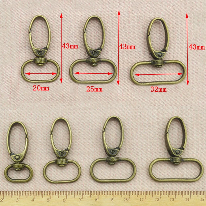 

10pcs/lot Silver Bronze Metal Luggage bag Dog buckle Snap hook Bag hanger Lobster Clasp DIY Sewing handmade Key chain buttons