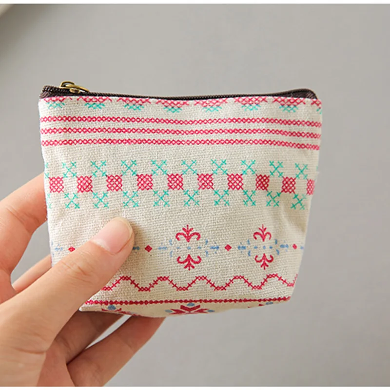 Ladies Canvas Classic Retro Small Change Coin Purse Little Key Car Pouch Money Bag Cheapest Girl's Mini Short Coin Holder Wallet
