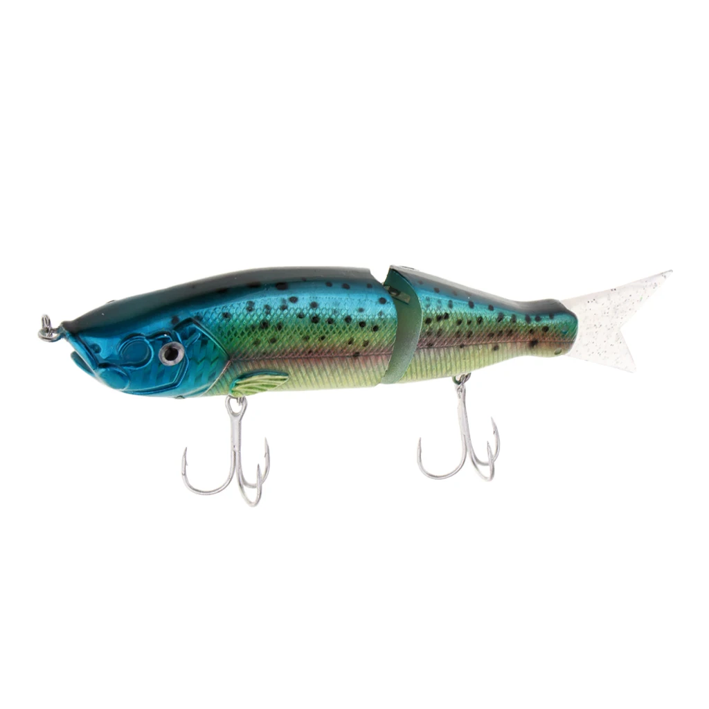 Artificial Bait Fishing 2-Section Multi Jointed Fishing Lures Swimbait with 2 Treble Hooks Minnow Crankbait Artficial Soft Bait