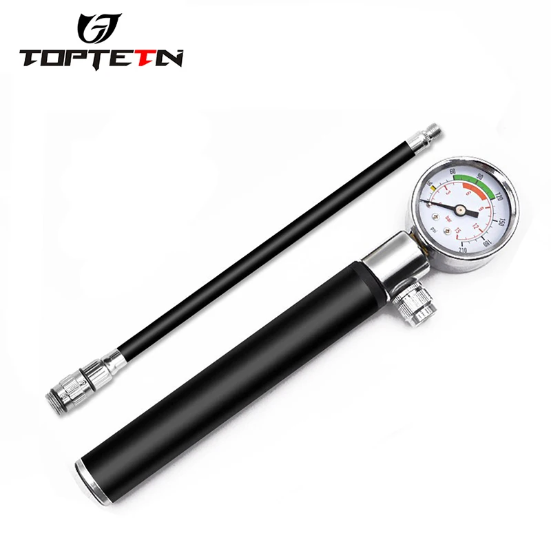 

Toptetn Mini Bicycle Pump with Pressure Gauge 210 Psi Presta Schrader Portable Cycling Hand Air Inflator Front Fork Bike Pump