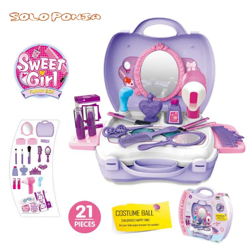 Набор косметических игрушек для маленьких девочек, коробка для макияжа, кукла принцессы для девочек, ролевые игры, модные игрушки для детей, подарок на день рождения 8746