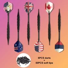 6PCS/lot or add 50 Extra Soft Tips Professional National Flag Pattern 18g Safty Soft Darts Darts Electronic Dartboard Game T