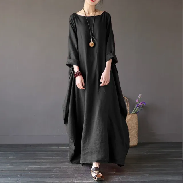 Women/'s Summer Casual Short Sleeve Round Neck Caftan Baggy Long Maxi Shirt Dress