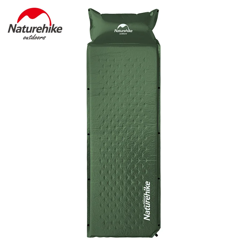 Colchão com Travesseiro Almofada de Dormir Barraca de Acampamento Naturehike Auto Inflável Dormir Esteira Auto-inflar Cama Dobrável Única
