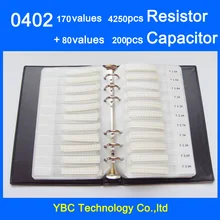 0402 SMD Resistor 0R ~ 10 Mt 1% 170valuesx25pcs = 4250 stücke + Kondensator 80valuesX25pcs = 2000 stücke PF ~ 1 UF Musterbuch(China)