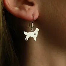 Мин 1 пара ювелирные изделия ручной работы золотые серьги ретривер шпильки серебро собака талисманы болтаются Шарм памятный день матери подарок для женщин