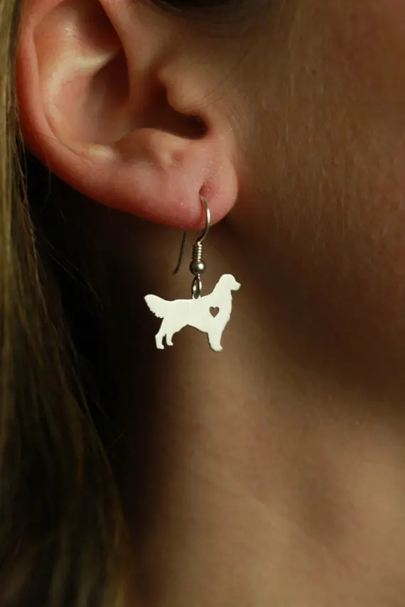

Min 1 Pair Handmade Jewelry Golden Retriever Earrings Studs Silver Dog Charms Dangle Charm Memorial Mothers Day Gift For Women
