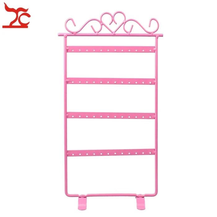 Fine Metal 48 Holes 24Pair Earrings Display Stand Wall Frame Holder Iron Painted 4 Layer Jewelry Sh