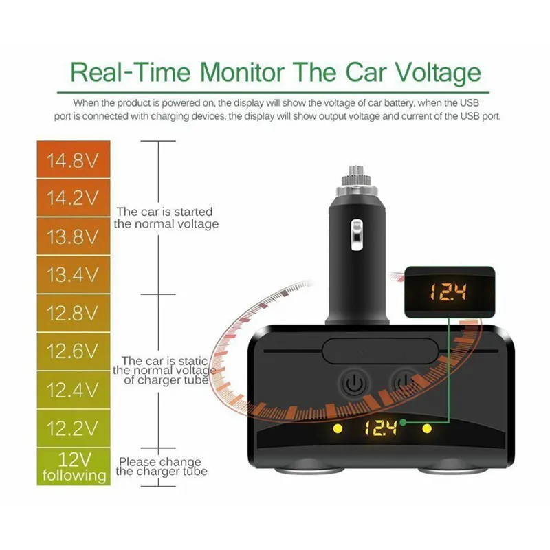 DC 12V адаптер для автомобильного прикуривателя 2 Way двойная штепсельная розетка зарядное устройство сплиттер более мощный адаптер питания