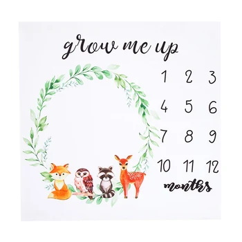 

Baby Blanket Newborn Swaddle Stroller Bedding Wrap Photo Background Monthly Growth Cartoon Number Photography Props K