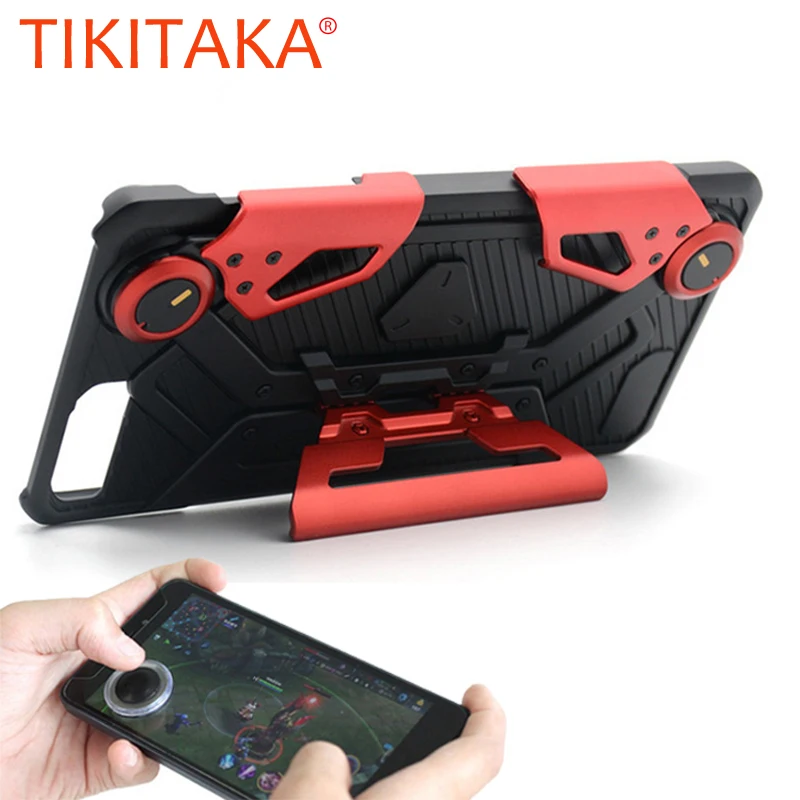 Koop Multifunctionele Telefoon Gevallen Voor iphone 8 7 6 6 s Plus Cover Luxe PC + Metal Shockproof Armor Case Met Houder Stand + Spel Handvat