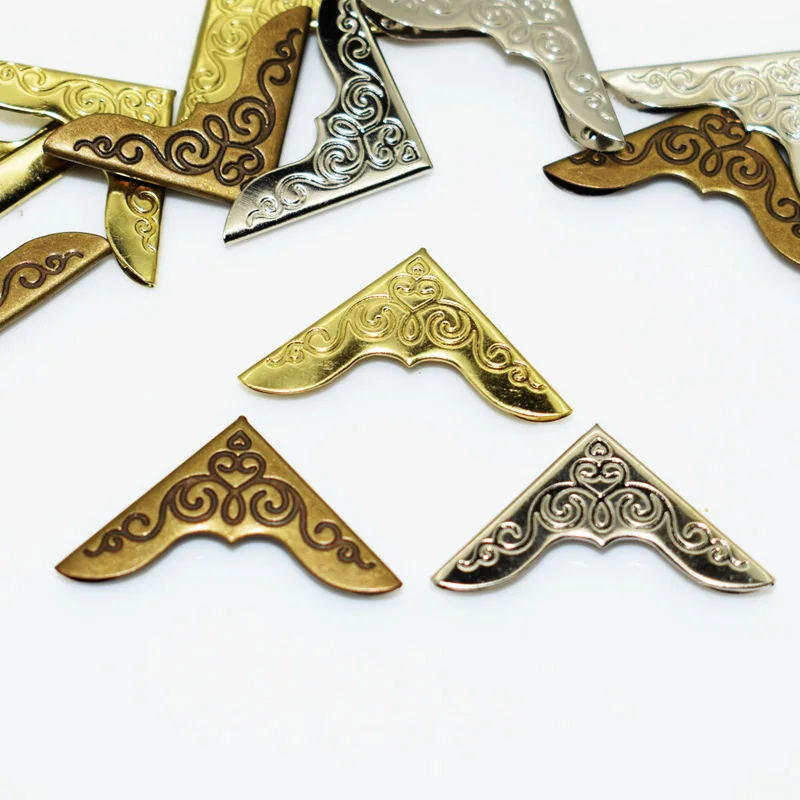 

60Pcs Bronze Silver Gold Plated Mixed Color Metal Book Scrapbooking Albums Menus Folders Corner Protectors 23*23mm