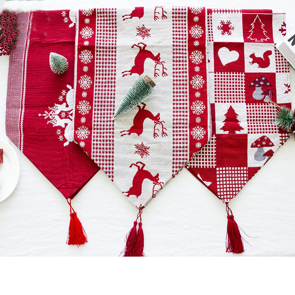 

For Home 35x175cm Christmas Linen Letter Printed Table Flag Tablecloths Party Decoration New Year Decorations Navidad 2019 Noel