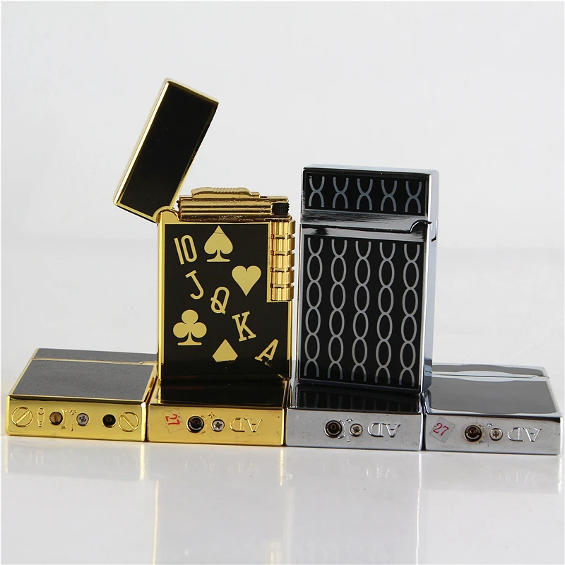 

Cigarette accessories Butane gas lighter Thin square shape Side ignition Steel sound Wheel lighter DK-805