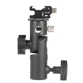 

E Type Universal Metal Flash Hot Shoe Speedlite Umbrella Holder Light Stand Bracket with 1/4" to 3/8" Screw Mount Swivel Adapter