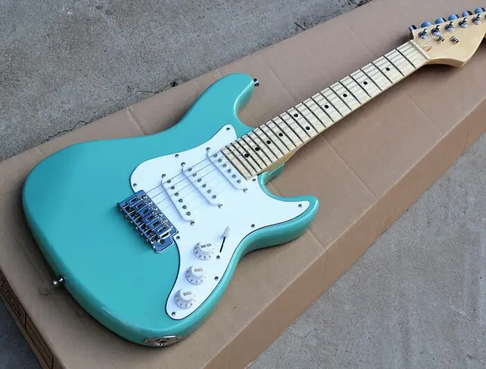 

Blue body Electric Guitar with white Pickguard,3 Pickups, Fretboard,offer customized as you request free shipping