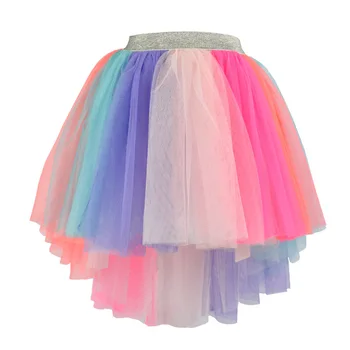 

rainbow irregular long skirt age for 4 - 10 yrs little girls colorful party clothes 2019 autumn winter lace tulle vintage skirts