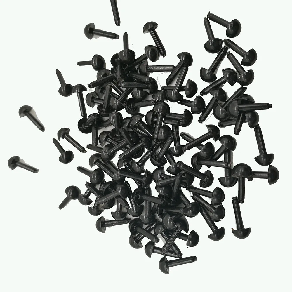 100pcs Black plastic doll straight eyes For Teddy Bear Stuffed Toys Snap Animal Scrapbooking Puppet Dolls