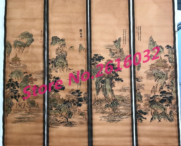 China-calligraphy-Paintings-Scrolls-old-Chinese-Painting-SCROLL-FOUR-SCREEN-Painting-Water-and-water-landscape-painting (1)