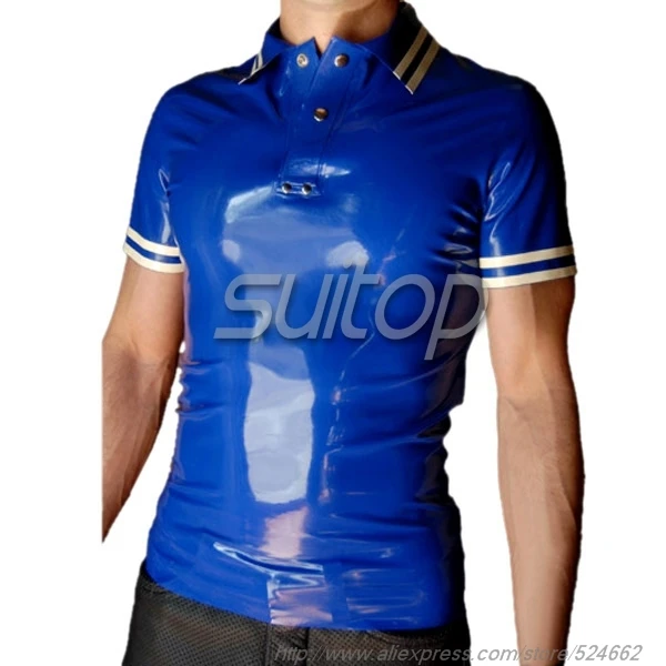 Men 's casual latex T-shirt Rubber Tee shirts top