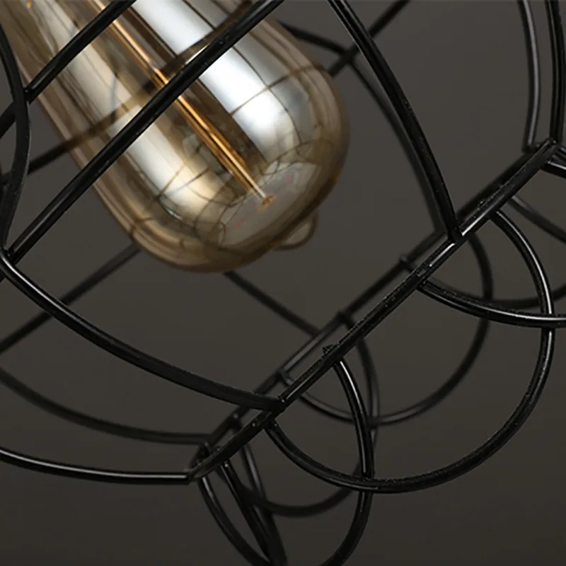 Лофт ретро Винтаж Черный промышленный железная клетка подвесной светильник шнур освещение для столовой спальни бара кофе офиса