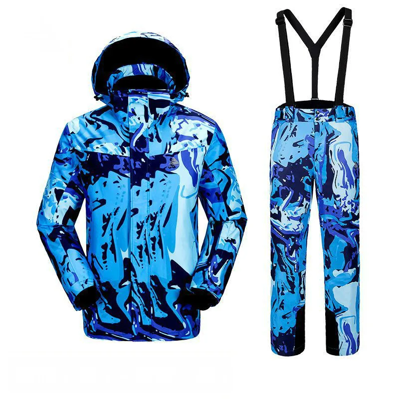 

Winter Men's Windbreak Waterproof Warm Ski Suit Outdoor Breathable Wear-resisting Ski Jacket Ski Suspender Trousers Size S-XXL