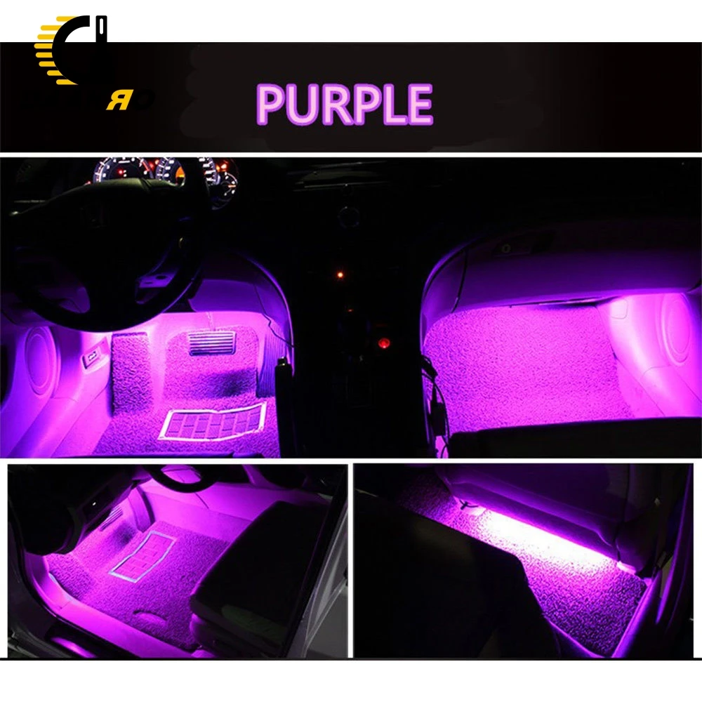 4PCS Ice Blue 9 LED Charger Interior Light Accessories Car SUV Floor Decorative Set 10W Decorative Atmosphere Lamp