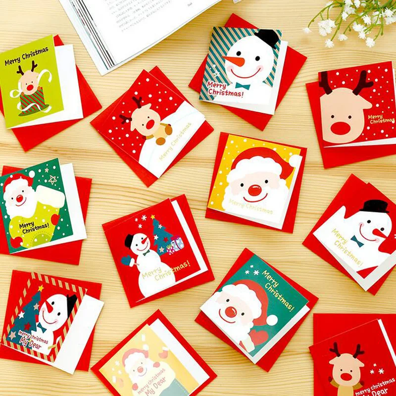 5PCS Merry Christmas Santa Claus Paper Postcard Decoupage Post Greeting Card Message Gift Cards | Канцтовары для офиса и дома