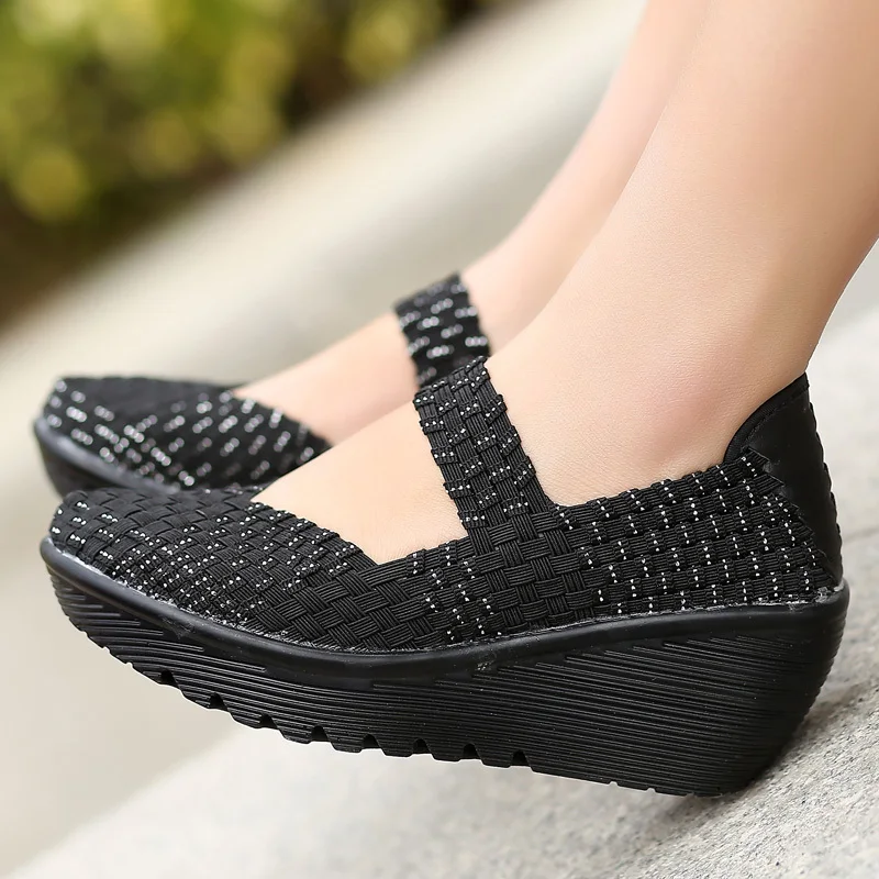 

Handmade new women casual shoes shallow mouth ladies shose comfortable wedges shoes breathable loafers girls platform shoe #B001